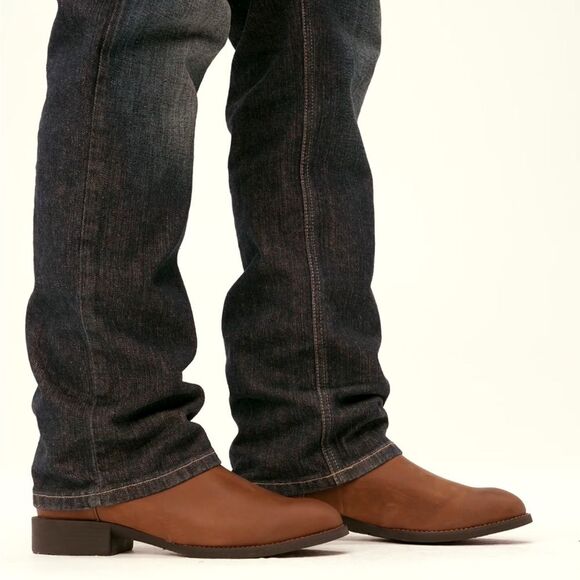 Ariat Brown Leather Stitching Design Block Heel Western Boots Pull On Men’s sz 7 main image 13